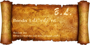 Benda Lóránt névjegykártya